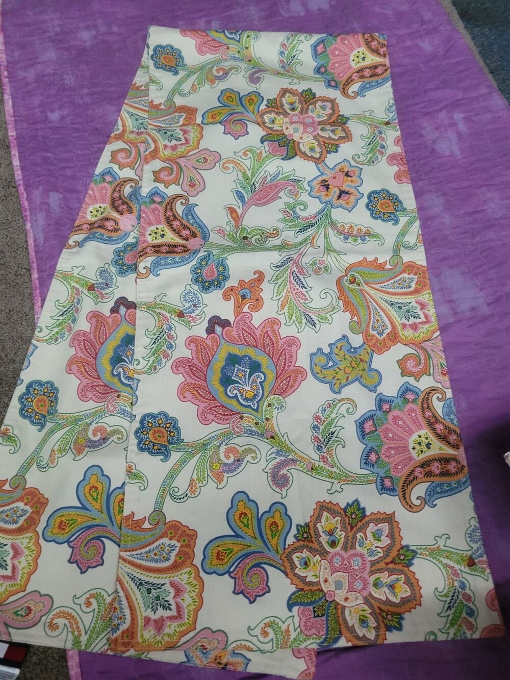 Tommy Hilfiger 15”x67” Pastel Paisley Table Runner 100% Cotton Spring Decor EUC
